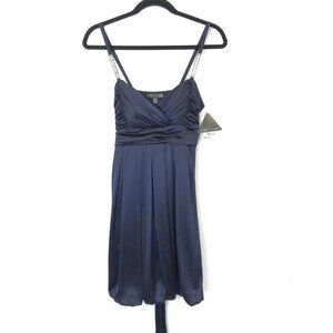 City Triangles Size M Navy Blue Sleeveless Ruched Party Dress Rhinestone Straps